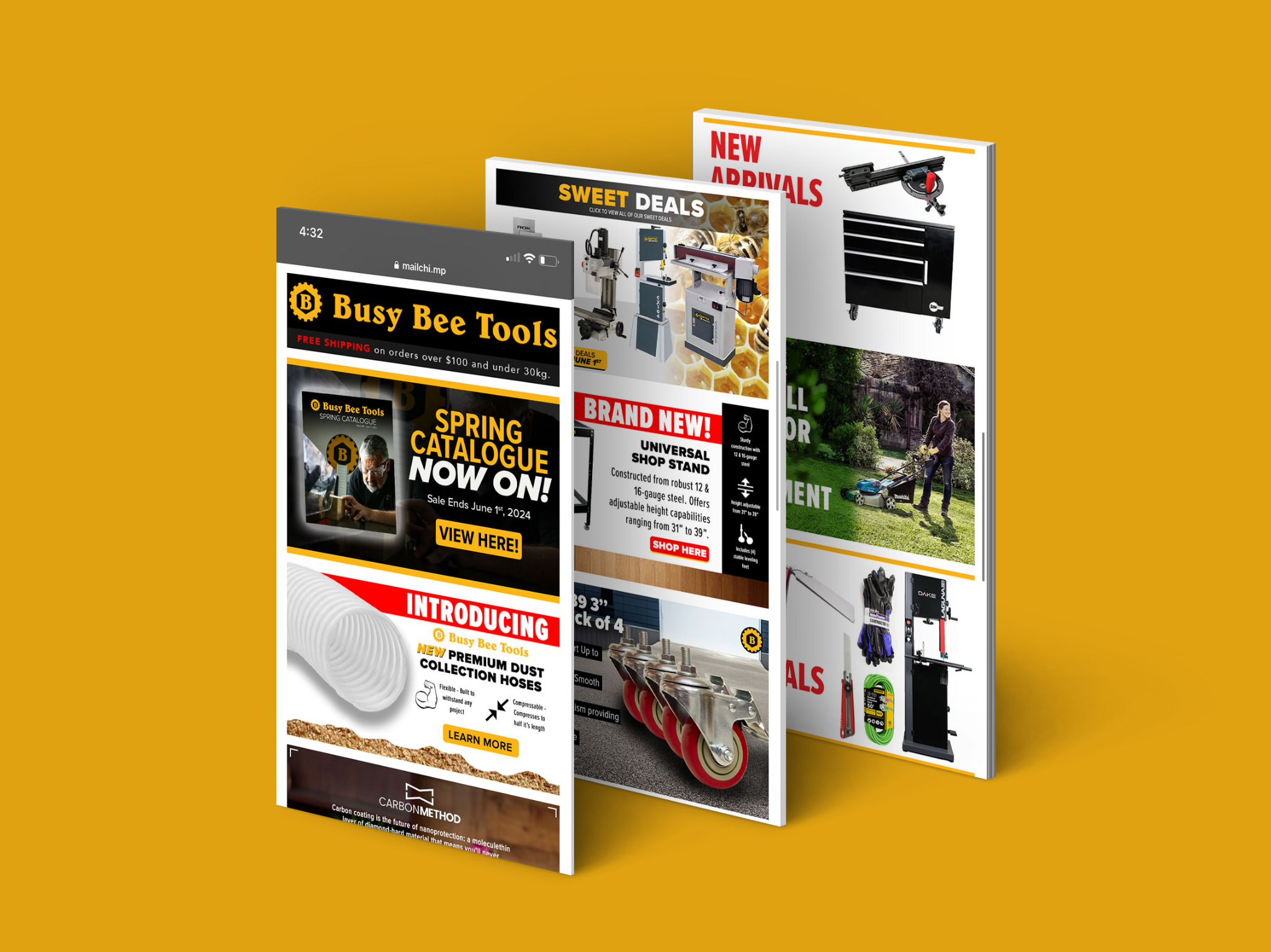 Busy Bee Tools promotional email marketing designs
