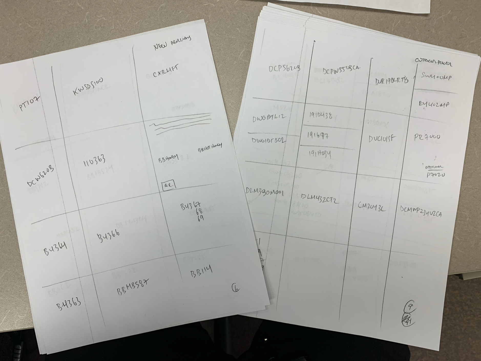 Hand-planned Busy Bee Tools catalogue page grid and product map