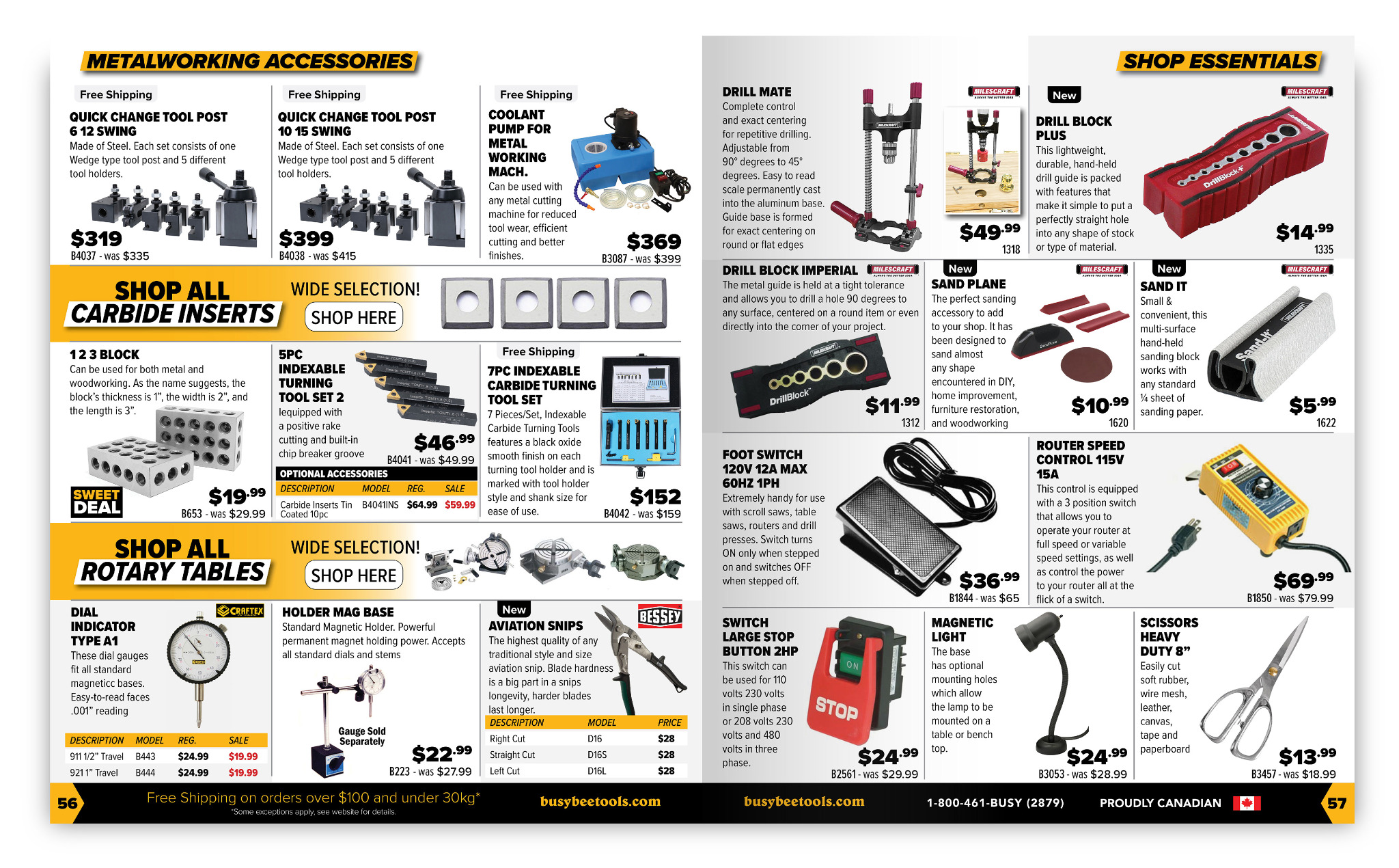Busy Bee Tools metalworking accessories and shop essentials digital catalogue spread