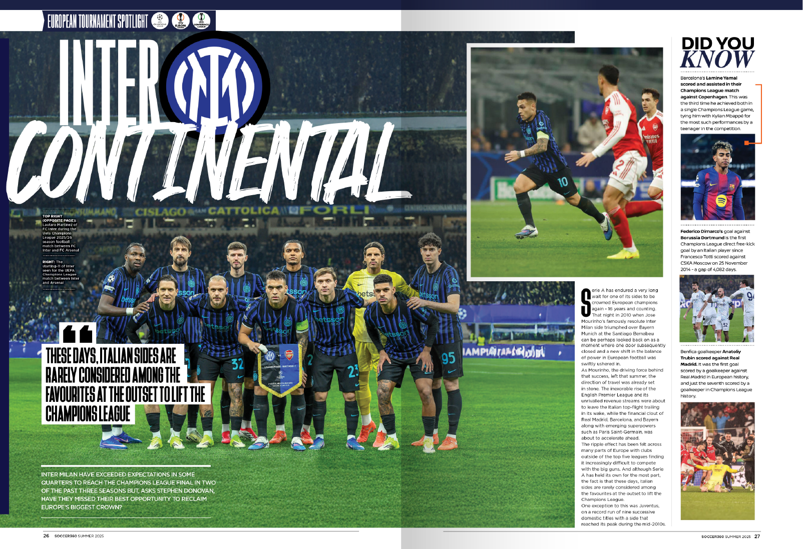 Soccer 360 CONCACAF in Europe editorial spread